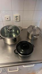 Pannenset, Huis en Inrichting, Keuken | Potten en Pannen, Ophalen, Gebruikt, Rvs, Pannenset