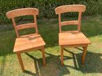 2 twee teakhouten teak houten stoelen, Huis en Inrichting, Stoelen, Ophalen, Gebruikt, Bruin, Twee