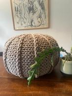 Mooie grote ronde grijze/taupe katoenen POEF/Hocker  i.g.st., Overige materialen, Minder dan 50 cm, Rond, Minder dan 50 cm