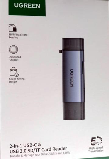 UGREEN USB 3.0 en USB C kaartlezer USB 2-in-1 TF en SD beschikbaar voor biedingen