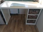 Wit meidenbureau met rieten lades. Maten 60x120 x76., Huis en Inrichting, Bureaus, Ophalen, Gebruikt
