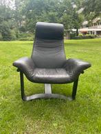 Fauteuil zwart leer Manta Westnofa van Ingmar Relling, Huis en Inrichting, Fauteuils, Gebruikt, Leer, Ophalen