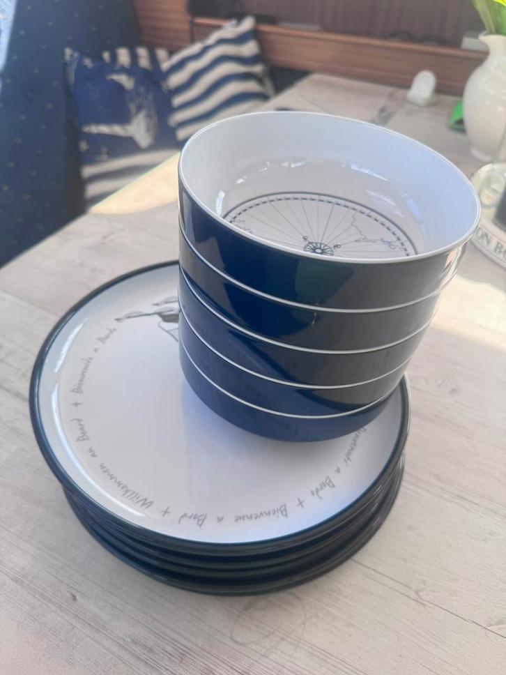 Scheepsservies Dinnerborden Welcome on Board (6 st), Huis en Inrichting, Keuken | Servies, Zo goed als nieuw, Ophalen of Verzenden