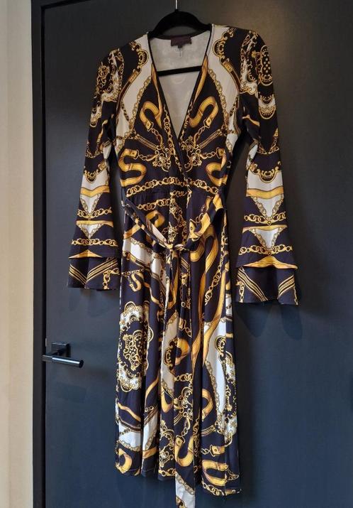 Jurk met barokke print van Hale Bob ZGAN Maat S, Kleding | Dames, Jurken, Zo goed als nieuw, Maat 36 (S), Onder de knie, Ophalen of Verzenden