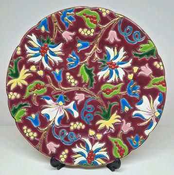 Emaux de Longwy Art Deco stijl sierbord floraal decor 652. beschikbaar voor biedingen