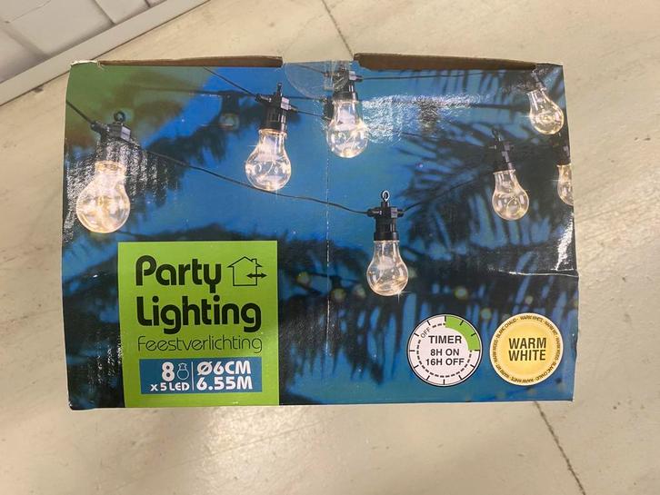 Lichtslinger - warm wit - 6.55m - in & outdoor - feestlicht, Tuin en Terras, Buitenverlichting, Zo goed als nieuw, Overige typen