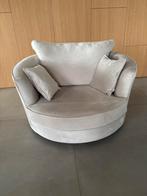 Mooie licht grijs-beige draaibare fauteuil /loveseat, Ophalen, Zo goed als nieuw, Stof, 125 cm of meer
