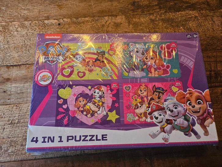 Bijna gratis Paw Patrol 4-in-1 Puzzel - Nieuw!, Kinderen en Baby's, Speelgoed | Kinderpuzzels, Nieuw, 2 tot 4 jaar, Meer dan 50 stukjes