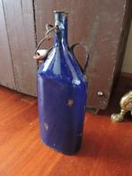 Oud brocant donkerblauw emaille veldfles kruis fles dop, Antiek en Kunst, Ophalen of Verzenden