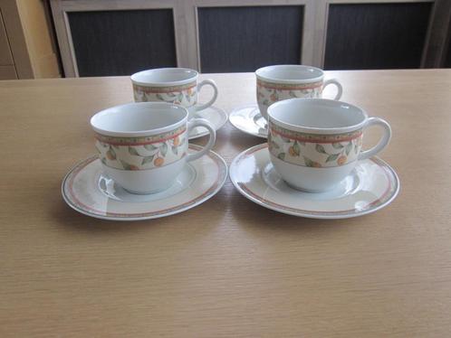 Koffietijd art & design sinasappels 4 kop D8cm H6,5cm schote, Huis en Inrichting, Keuken | Servies, Zo goed als nieuw, Kop(pen) en/of Schotel(s)