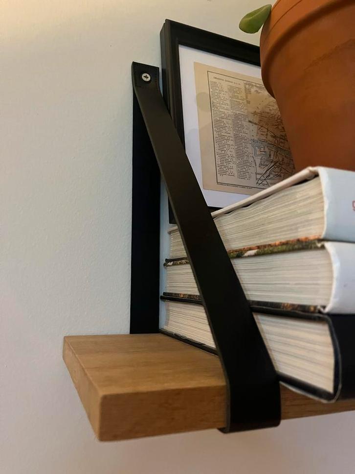 Leren Plankdragers - 3 Paar, Huis en Inrichting, Woonaccessoires | Wandplanken en Boekenplanken, Zo goed als nieuw, Ophalen of Verzenden