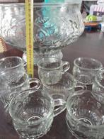 Vintage glazen bowl schaal met kopjes, Huis en Inrichting, Ophalen, Overige typen, Overige stijlen, Glas