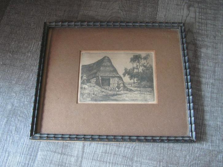 Willem Noordijk (1887-1970) - schaapskooi, Antiek en Kunst, Kunst | Etsen en Gravures, Ophalen of Verzenden