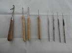 8 haaknaalden uit de oude doos versch. maten hout - metaal, Ophalen, Gebruikt, Haken, Overige typen