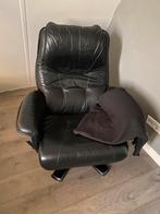 Relaxfauteuil met draaipoot zwart leer-Gratis ophalen, Huis en Inrichting, Fauteuils, 75 tot 100 cm, Gebruikt, Leer, Ophalen