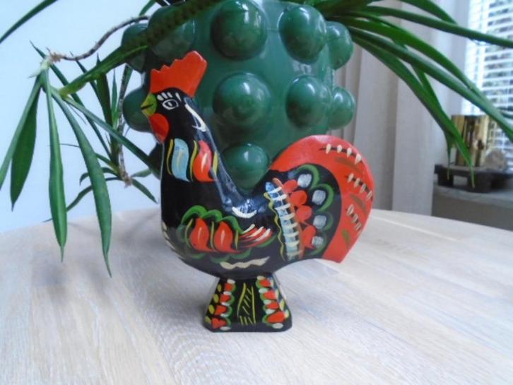 Vintage Zweedse zwarte rode houten Dala haan, Nils Olsson 21, Huis en Inrichting, Woonaccessoires | Overige, Gebruikt, Ophalen of Verzenden