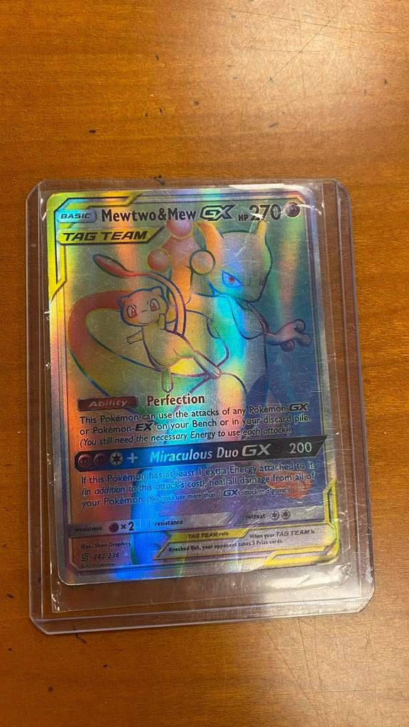 Mewtwo & Mew GX - Tag Team - 242/236, Hobby en Vrije tijd, Verzamelkaartspellen | Overige, Zo goed als nieuw, Losse kaart, Foil