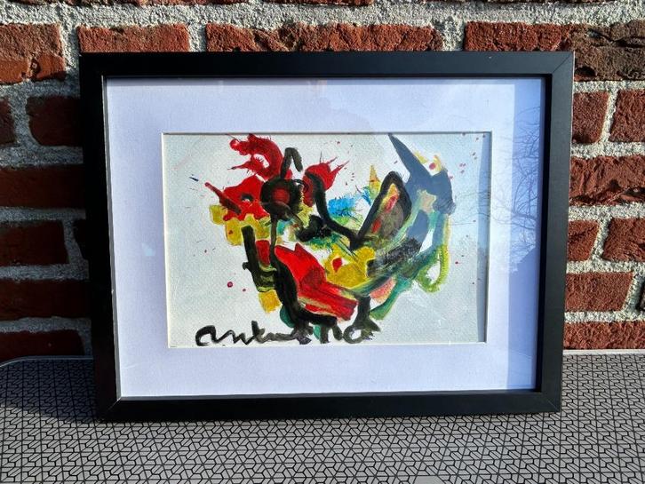 Anton Heyboer - Haan, Aquarel 19hx29b, in lijst 33hx43b, Antiek en Kunst, Kunst | Schilderijen | Modern, Ophalen of Verzenden