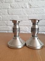 Set van 2 vintage ITB Norway Pewter Tinn kandelaars. H 13cm., Ophalen of Verzenden