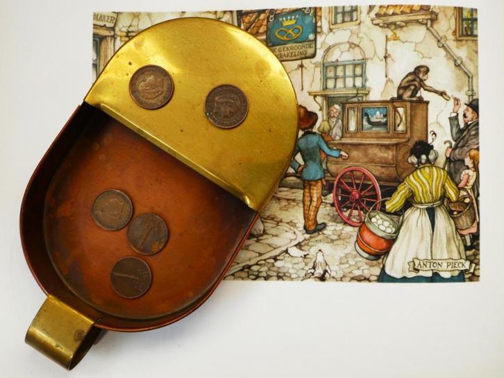 Koperen centenbakje / mansbakje met centen, Antiek en Kunst, Curiosa en Brocante, Ophalen of Verzenden