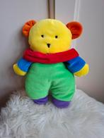 Natalis beer gekleurd 24 cm met rammel velours, Ophalen of Verzenden, Beer