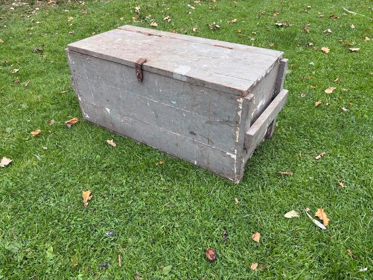 Antieke Houten Kist met Slot - Tuindecoratie, Antiek en Kunst, Antiek | Woonaccessoires, Ophalen