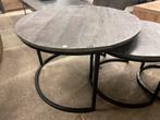 Nieuw! Set van 3 mango salontafel - Zwart/grijs, Ophalen, 50 tot 100 cm, ., Rond