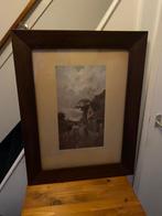 Oud schilderij gesigneerd 80x62cm landelijk met paarden, Ophalen