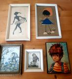 retro prentje schilderijtje schilderijtjes lijstjes vintage, Ophalen of Verzenden, Minder dan 50 cm, Schilderij, Minder dan 50 cm