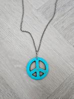 Ketting met Peace Teken - Als Nieuw!, Met hanger, Blauw, Ophalen of Verzenden, Zo goed als nieuw
