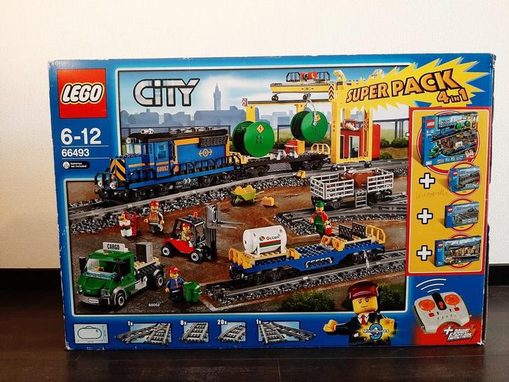 LEGO City Vrachttrein 4 in 1 Super Pack 66493, Kinderen en Baby's, Speelgoed | Duplo en Lego, Zo goed als nieuw, Lego, Complete set
