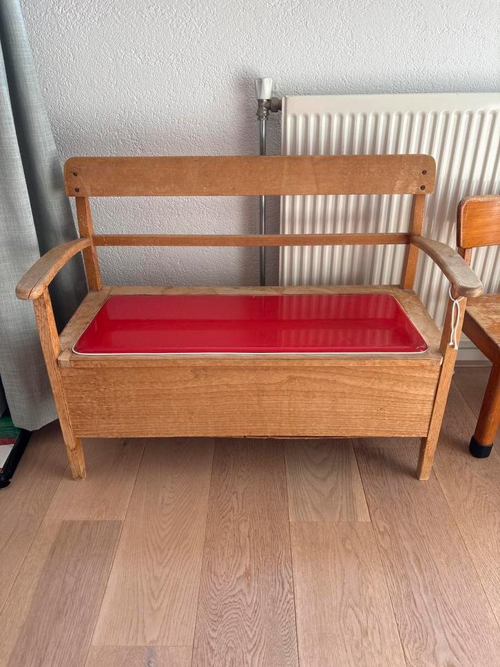 Vintage Houten Bank met Klep, Antiek en Kunst, Antiek | Meubels | Stoelen en Banken, Ophalen