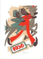 Cor de Wolff wenskaart "Bonne Annee 1956", gesigneerd, Ophalen, Zo goed als nieuw