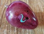 Antiek Glazen Ei met Oog - Aubergine/Bordeaux, Antiek en Kunst, Antiek | Glas en Kristal, Ophalen of Verzenden