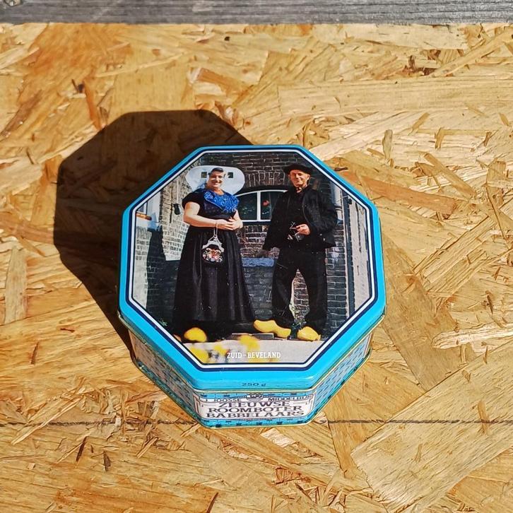 Blik Zeeuwse Roomboter babbelaars achthoekig, Verzamelen, Blikken, Gebruikt, Overige, Overige merken, Ophalen of Verzenden