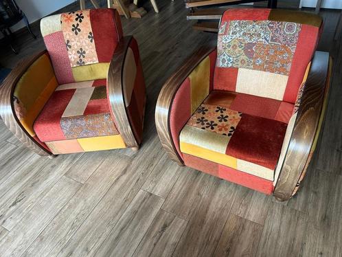 Originele Jantine Ranzijn fauteuils, Huis en Inrichting, Fauteuils, Gebruikt, Hout, Stof, 75 tot 100 cm, 75 tot 100 cm, Ophalen