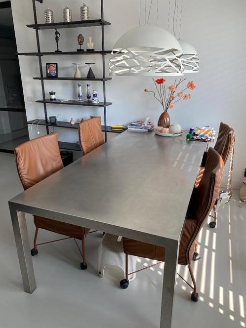 Eetkamertafel 6 pers RVS geborsteld, Karma Design, Huis en Inrichting, Tafels | Eettafels, Gebruikt, 100 tot 150 cm, 200 cm of meer