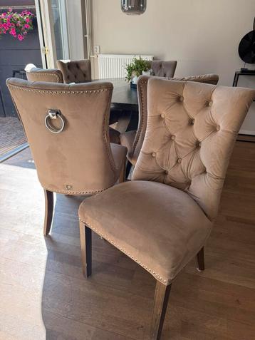 Set 6x luxe eetkamerstoel velvet taupe beschikbaar voor biedingen
