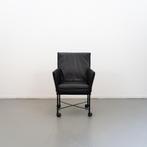 8x Montis Geraldine Fauteuil Zwart Leer - Zwart/Wiel, Niet ingevuld, Minder dan 75 cm, Niet ingevuld, Ophalen of Verzenden