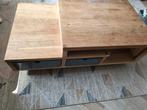 Eikenhouten Salontafel met Lades & Wieltjes, Huis en Inrichting, Tafels | Salontafels, Ophalen, Gebruikt, 100 tot 150 cm, Vierkant