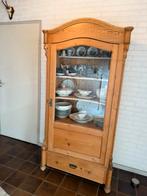 Antieke grenen servieskast / vitrinekast, Huis en Inrichting, Kasten | Vitrinekasten, Ophalen, Gebruikt, 100 tot 150 cm, 150 tot 200 cm