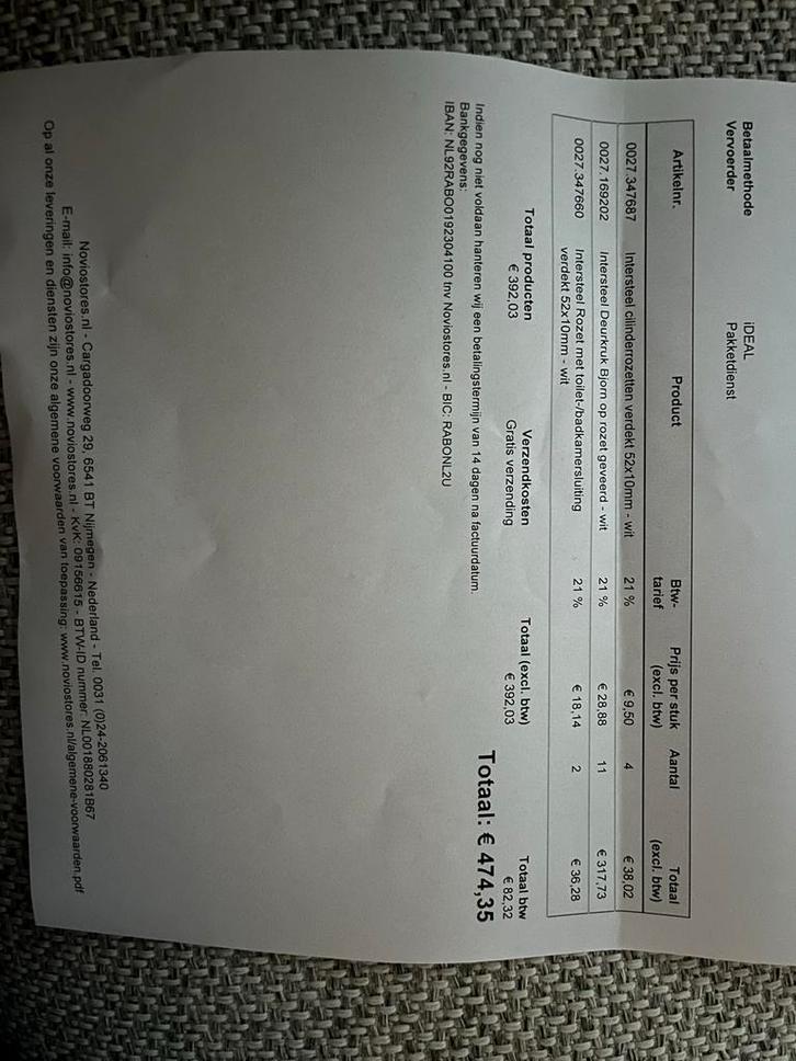 Intersteel Bjorn Wit Deurbeslag - Nieuw/Gebruikt, Doe-het-zelf en Verbouw, Hang- en Sluitwerk, Gebruikt, Klink of Kruk, Overige materialen