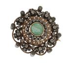 Exclusieve 18k gouden broche diamant parel jade groot antiek, Sieraden, Tassen en Uiterlijk, Antieke sieraden, Verzenden, Goud