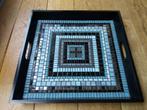 Groot dienblad zwart - blauw mozaïek 50 x 50 cm, Ophalen of Verzenden, Nieuw, Vierkant, Hout
