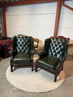 Antiek groen chesterfield fauteuils fauteuil stoel Showroom, Huis en Inrichting, 2871SK, Klassieke, Mariansoliak8@gmail.com, Ophalen of Verzenden
