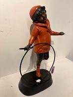 Bronzen kind met hoepel gesigneerd, Ophalen, Zo goed als nieuw, Mens