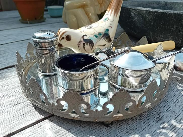 3 delige verzilverde set., Antiek en Kunst, Antiek | Goud en Zilver, Ophalen of Verzenden