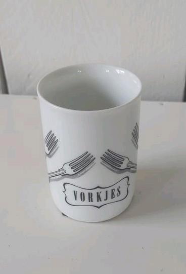 Beker om te gebaksvorkjes in te zetten verjaardag feest vork, Huis en Inrichting, Keuken | Servies, Zo goed als nieuw, Kop(pen) en/of Schotel(s)