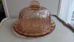Franse Retro Vintage Art Deco roze glazen stolp en onderbord, Ophalen of Verzenden, Bord(en), Overige stijlen, Glas