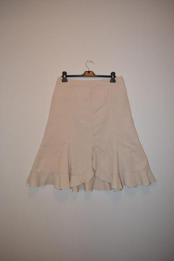 H&M beige wit rib corduroy 100% katoenen rok maat 40 LARGE beschikbaar voor biedingen